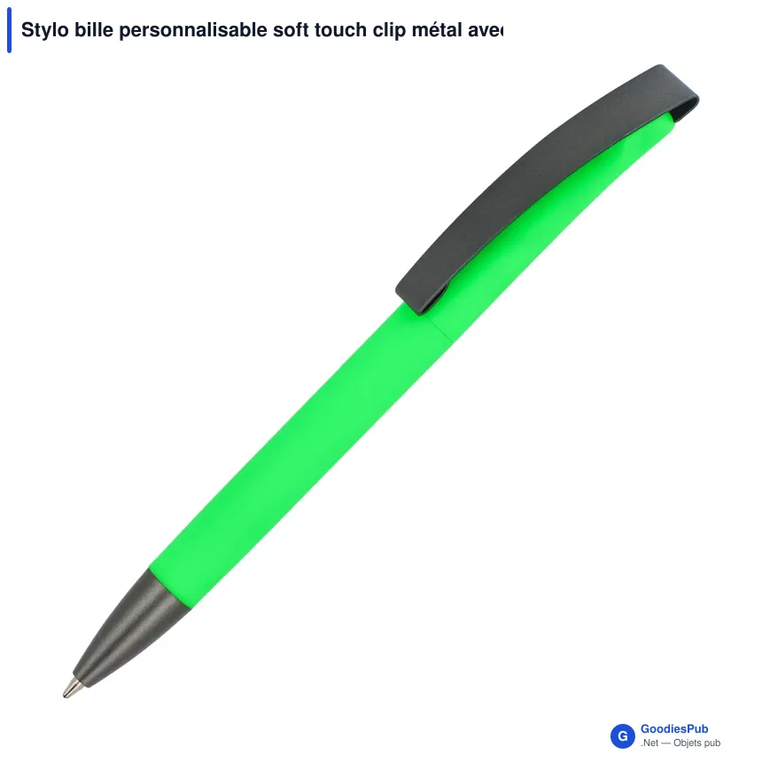 Stylo bille personnalisable soft touch clip métal avec logo - Vegas - Image 10