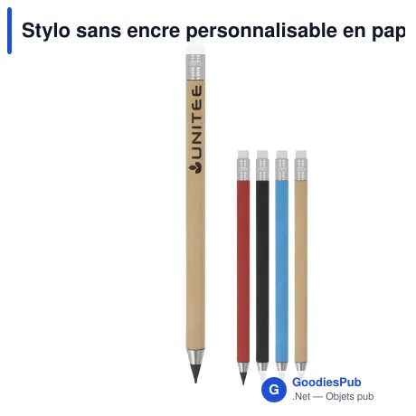 Stylo sans encre personnalisable en papier avec gomme avec logo - Papier