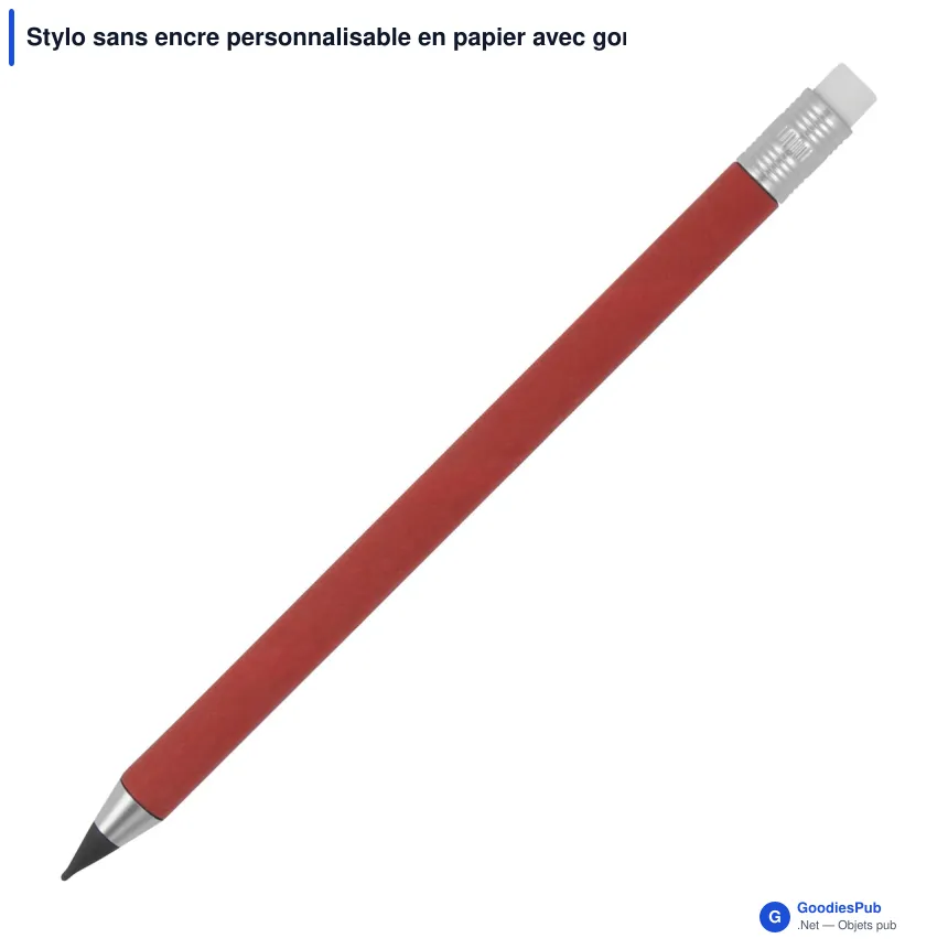 Stylo sans encre personnalisable en papier avec gomme avec logo - Papier - Image 2