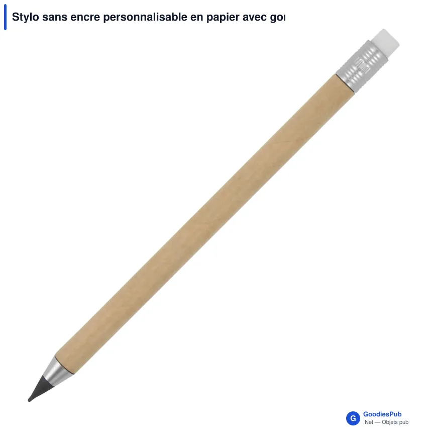 Stylo sans encre personnalisable en papier avec gomme avec logo - Papier - Image 3