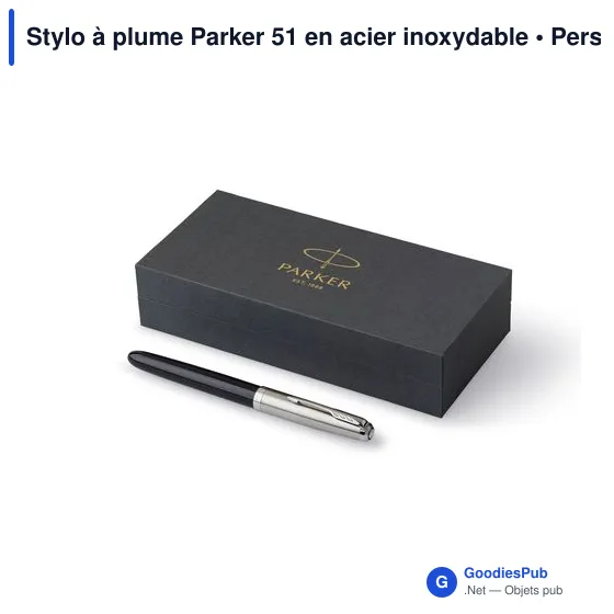 Stylo à plume personnalisable avec logo - Parker 51 en acier inoxydable - Image 3