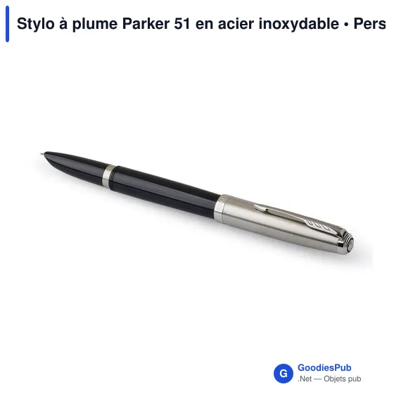 Stylo à plume personnalisable avec logo - Parker 51 en acier inoxydable - Image 7