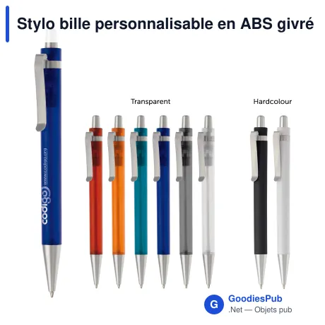Stylo bille personnalisable en ABS givré avec clip métal - Antartica