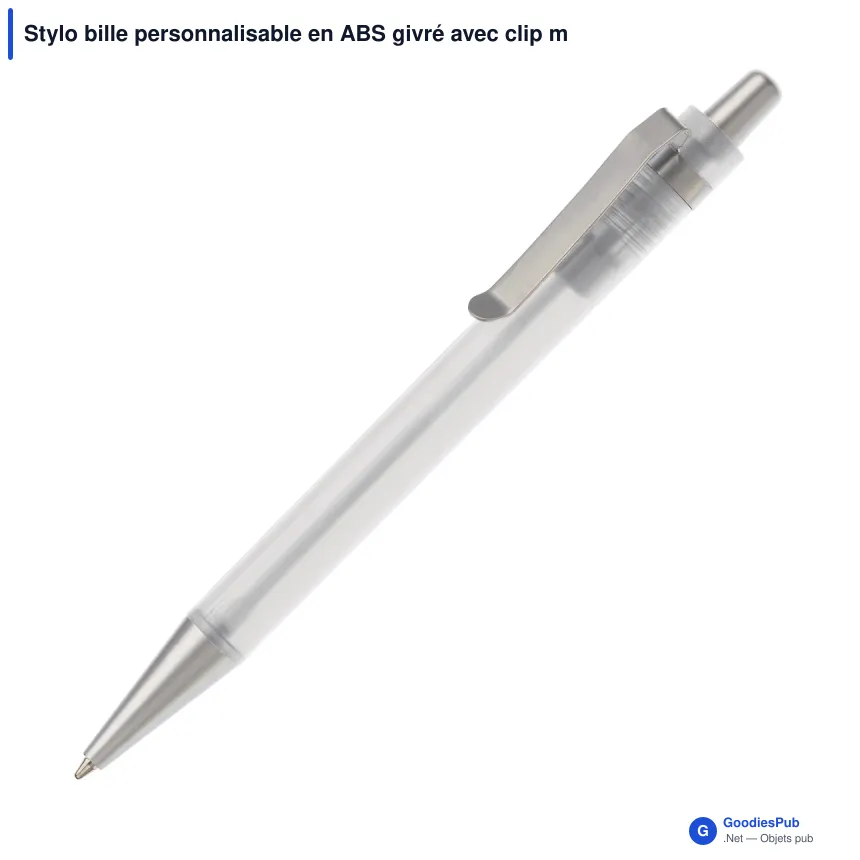 Stylo bille personnalisable en ABS givré avec clip métal - Antartica - Image 3