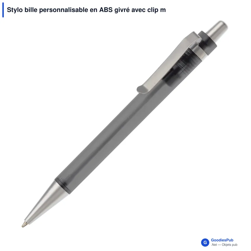 Stylo bille personnalisable en ABS givré avec clip métal - Antartica - Image 5