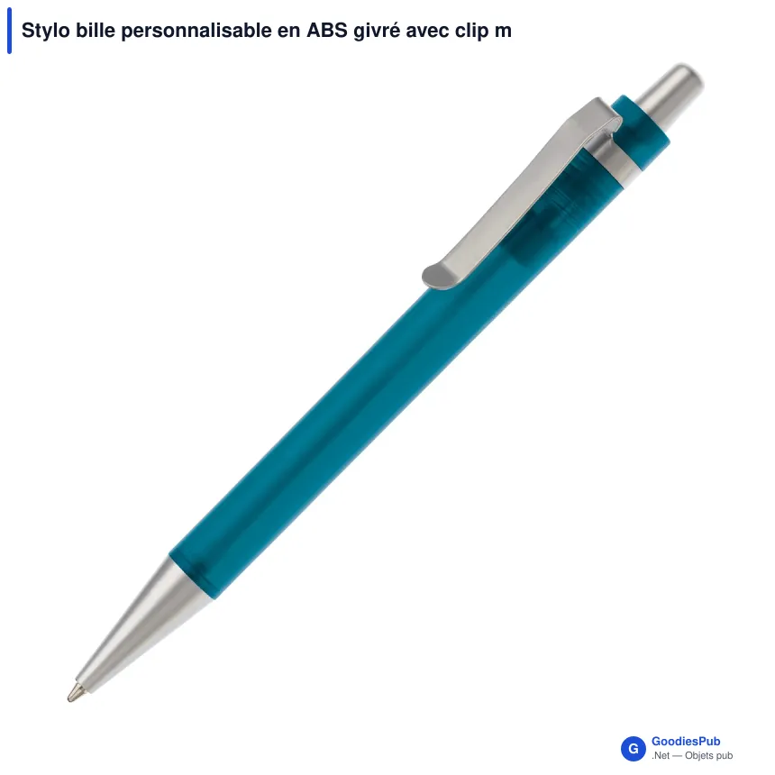 Stylo bille personnalisable en ABS givré avec clip métal - Antartica - Image 8