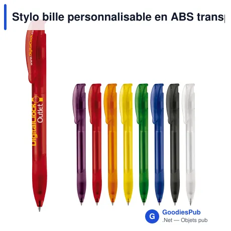 Stylo bille personnalisable en ABS transparent givré avec logo - Apollo