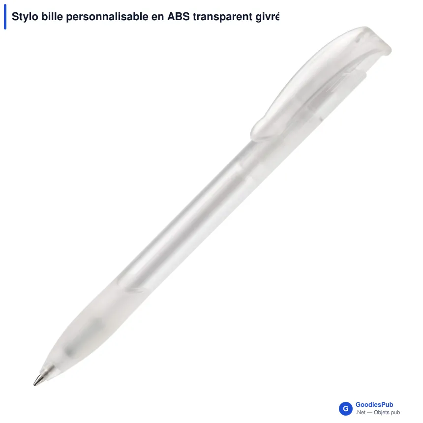 Stylo bille personnalisable en ABS transparent givré avec logo - Apollo - Image 3