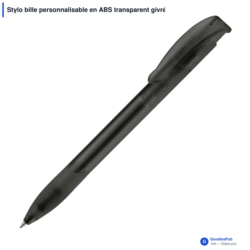 Stylo bille personnalisable en ABS transparent givré avec logo - Apollo - Image 5