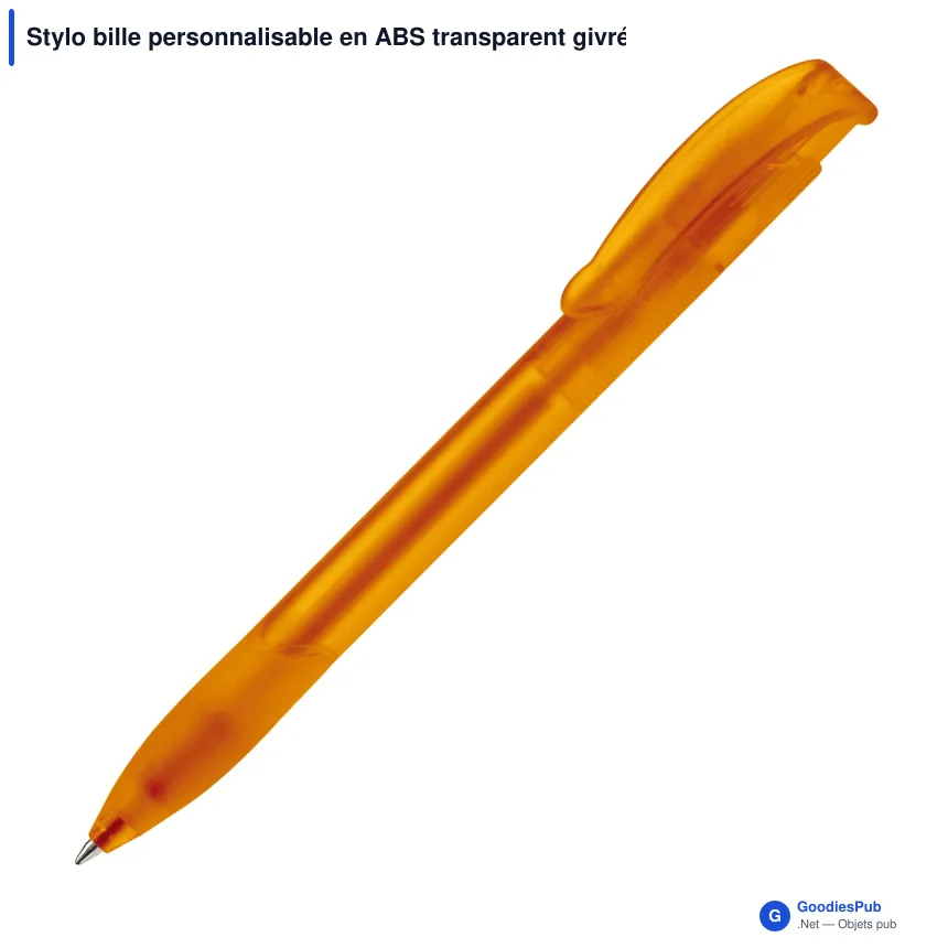 Stylo bille personnalisable en ABS transparent givré avec logo - Apollo - Image 6