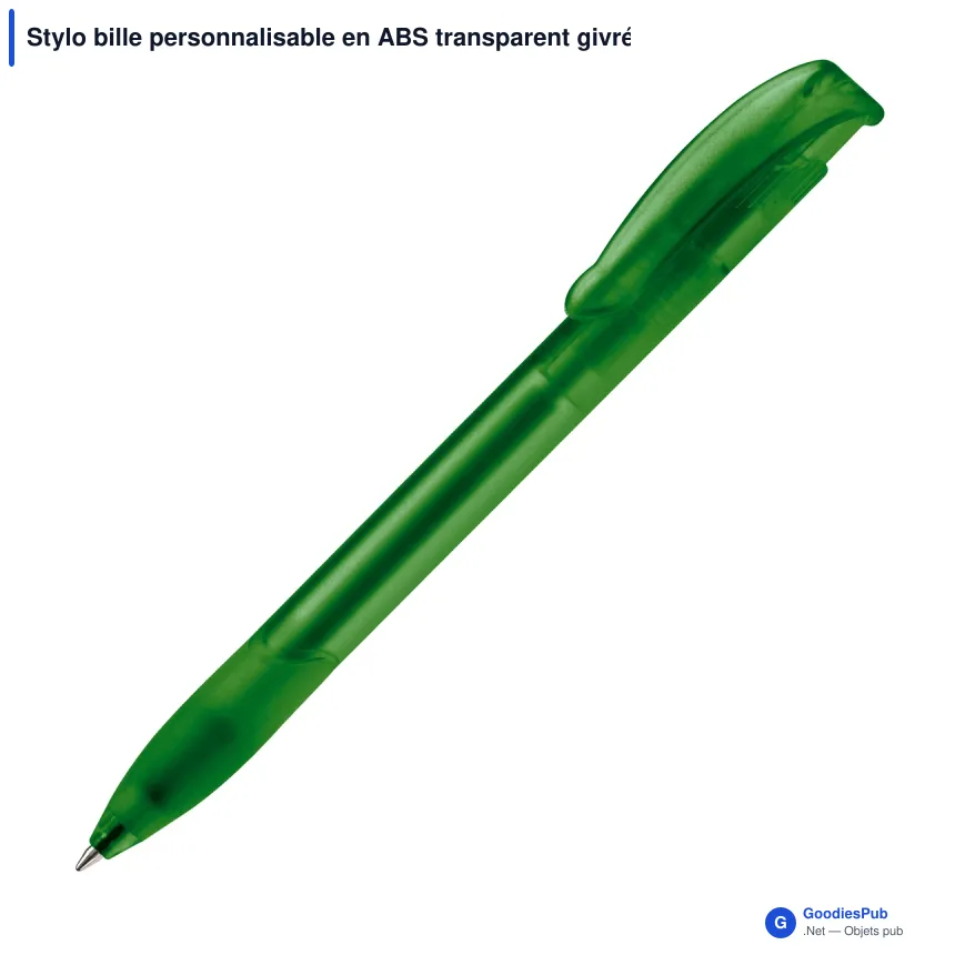 Stylo bille personnalisable en ABS transparent givré avec logo - Apollo - Image 8