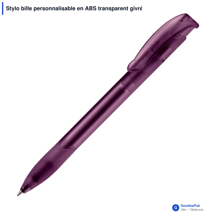 Stylo bille personnalisable en ABS transparent givré avec logo - Apollo - Image 9