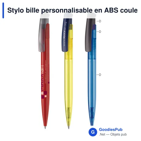 Stylo bille personnalisable en ABS couleurs combinées avec logo - Avalon Combi