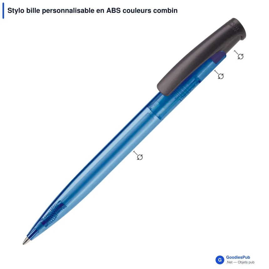 Stylo bille personnalisable en ABS couleurs combinées avec logo - Avalon Combi - Image 2