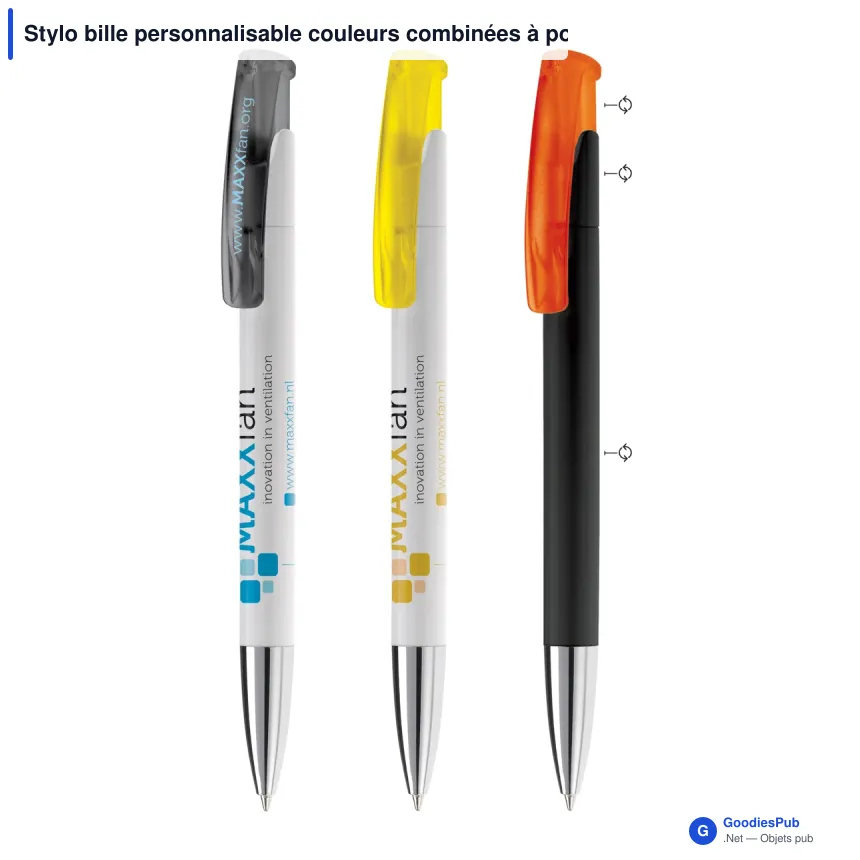 Stylo bille personnalisable couleurs combinées à pointe métal avec logo - Avalon - Image 1
