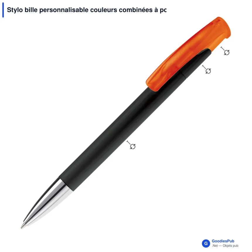 Stylo bille personnalisable couleurs combinées à pointe métal avec logo - Avalon - Image 2