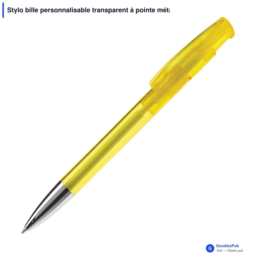 Stylo bille personnalisable transparent à pointe métal avec logo - Avalon - Image 3