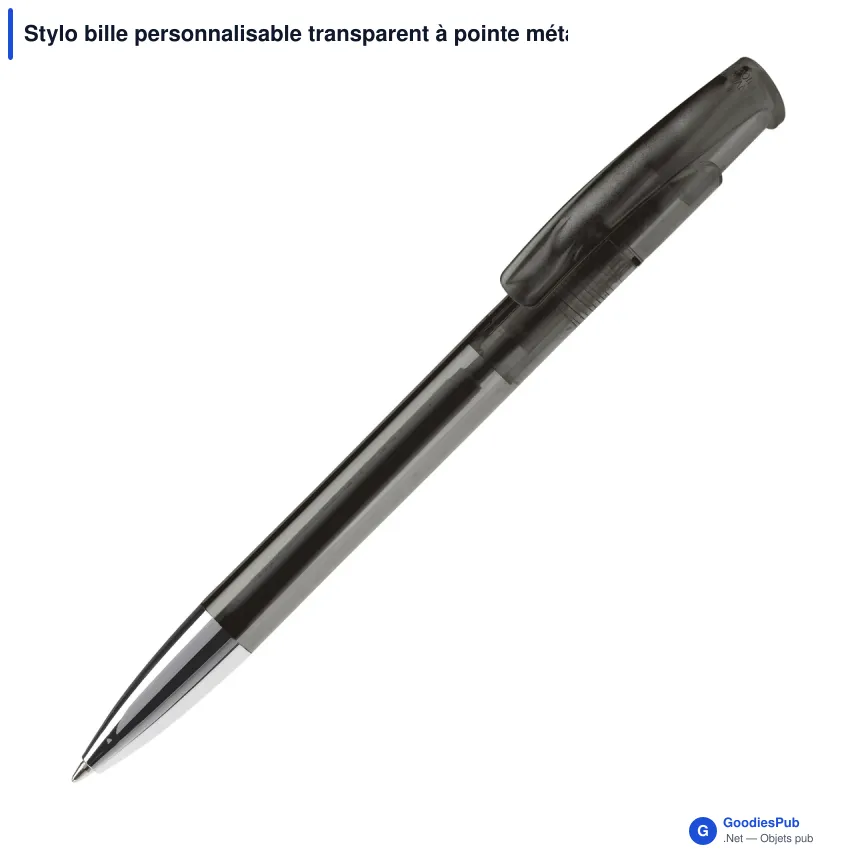 Stylo bille personnalisable transparent à pointe métal avec logo - Avalon - Image 5