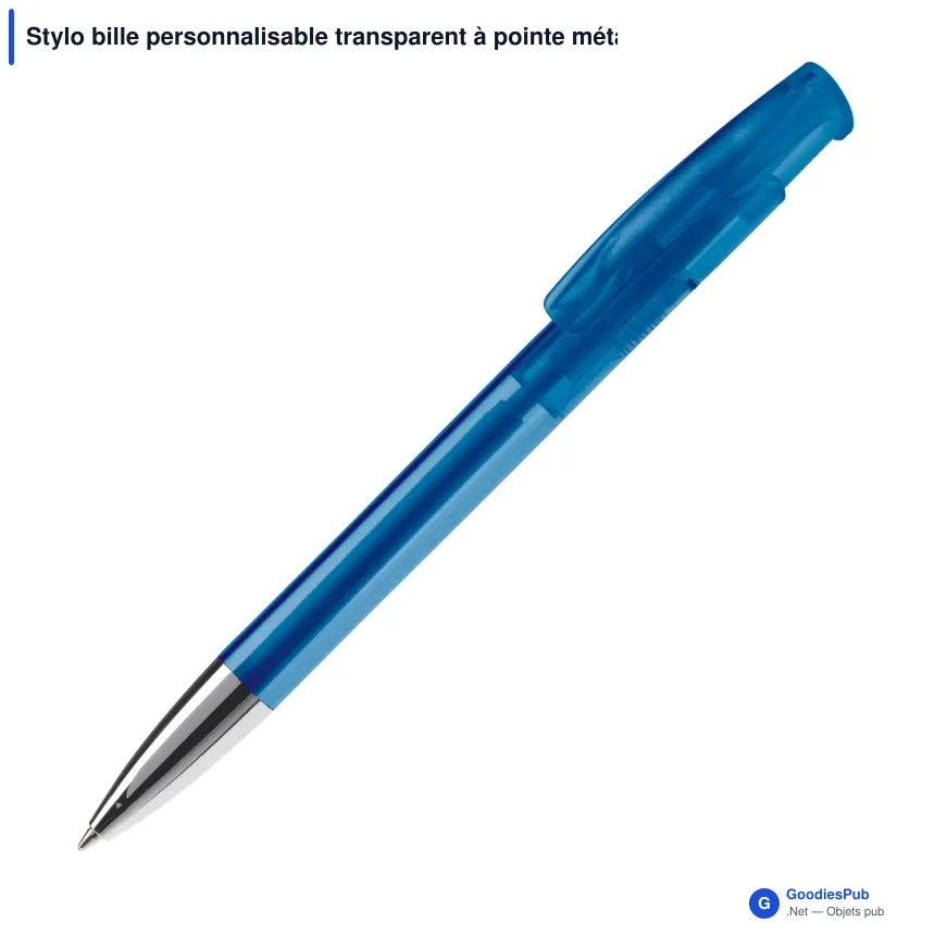 Stylo bille personnalisable transparent à pointe métal avec logo - Avalon - Image 6