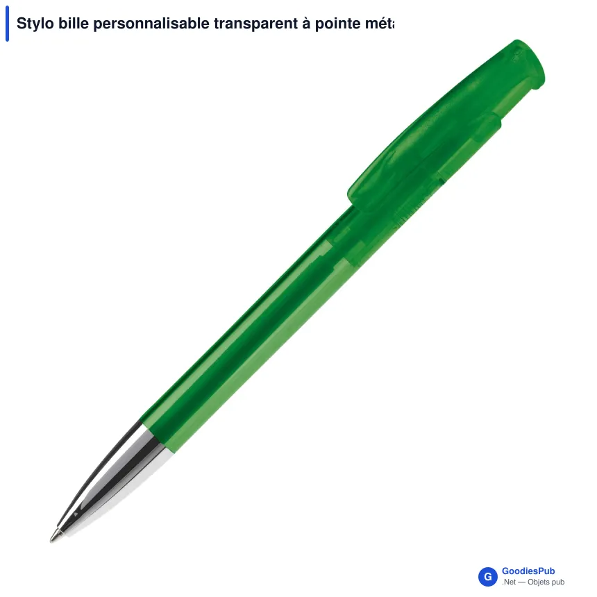 Stylo bille personnalisable transparent à pointe métal avec logo - Avalon - Image 8