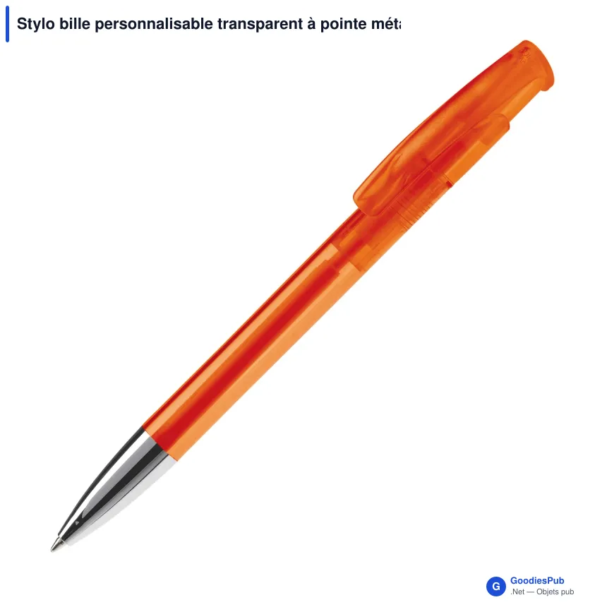 Stylo bille personnalisable transparent à pointe métal avec logo - Avalon - Image 9