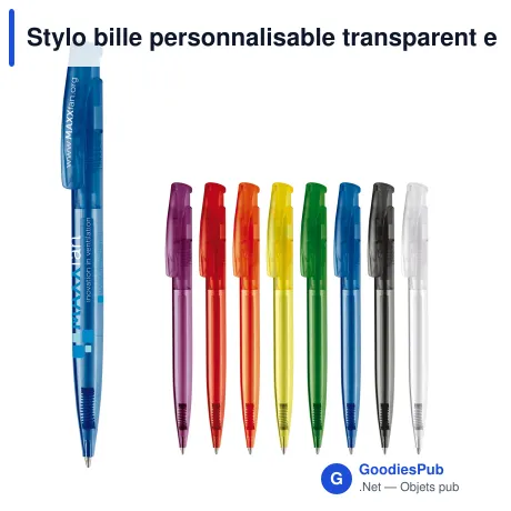 Stylo bille personnalisable transparent en ABS avec logo - Avalon Transparent