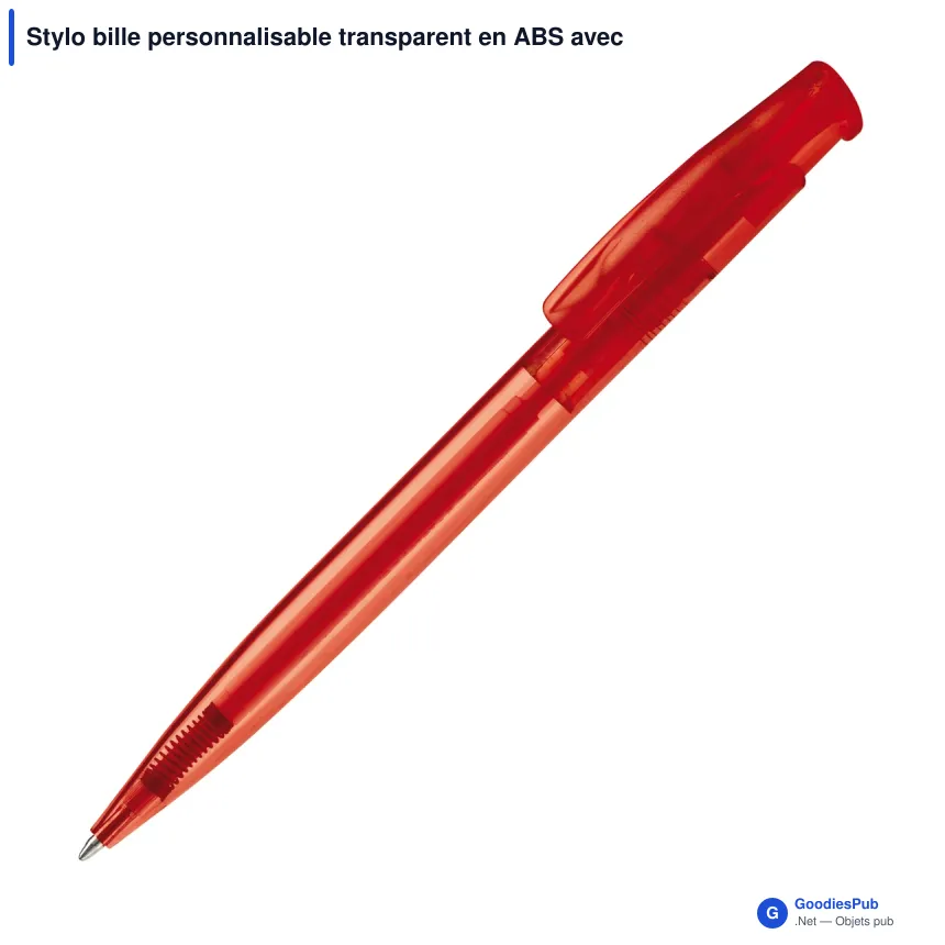 Stylo bille personnalisable transparent en ABS avec logo - Avalon Transparent - Image 3