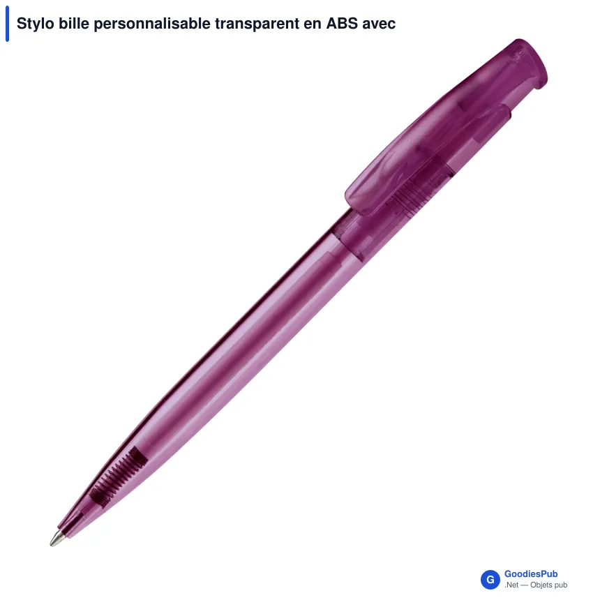 Stylo bille personnalisable transparent en ABS avec logo - Avalon Transparent - Image 4