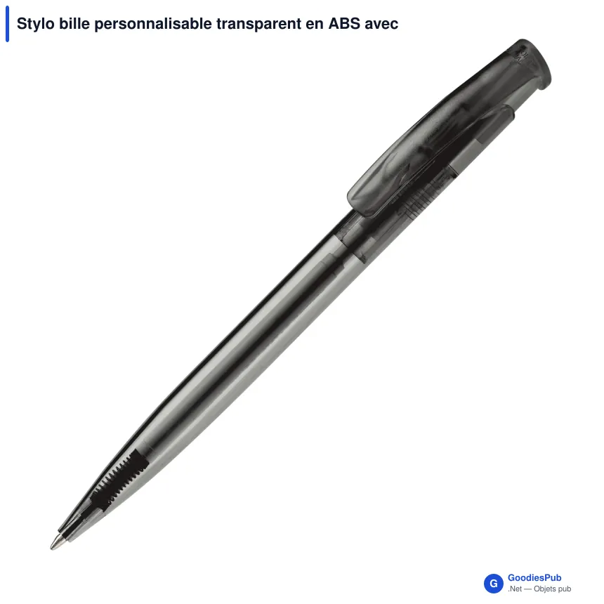Stylo bille personnalisable transparent en ABS avec logo - Avalon Transparent - Image 5