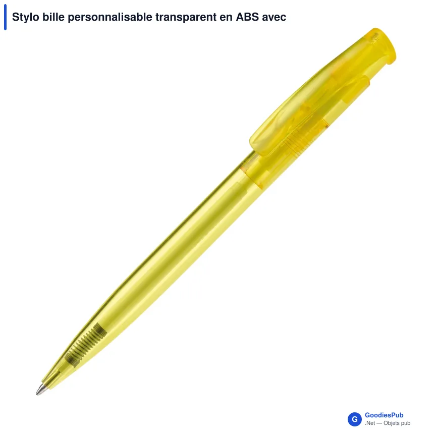 Stylo bille personnalisable transparent en ABS avec logo - Avalon Transparent - Image 6