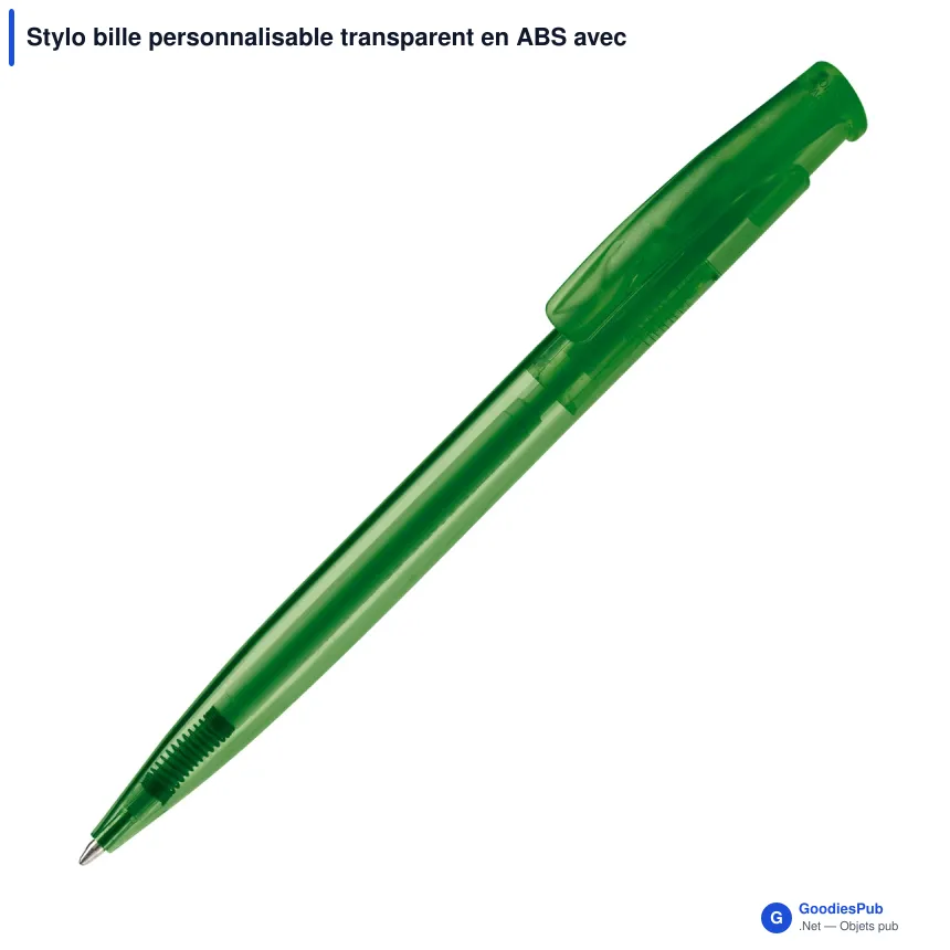 Stylo bille personnalisable transparent en ABS avec logo - Avalon Transparent - Image 7