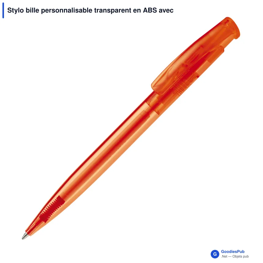 Stylo bille personnalisable transparent en ABS avec logo - Avalon Transparent - Image 8