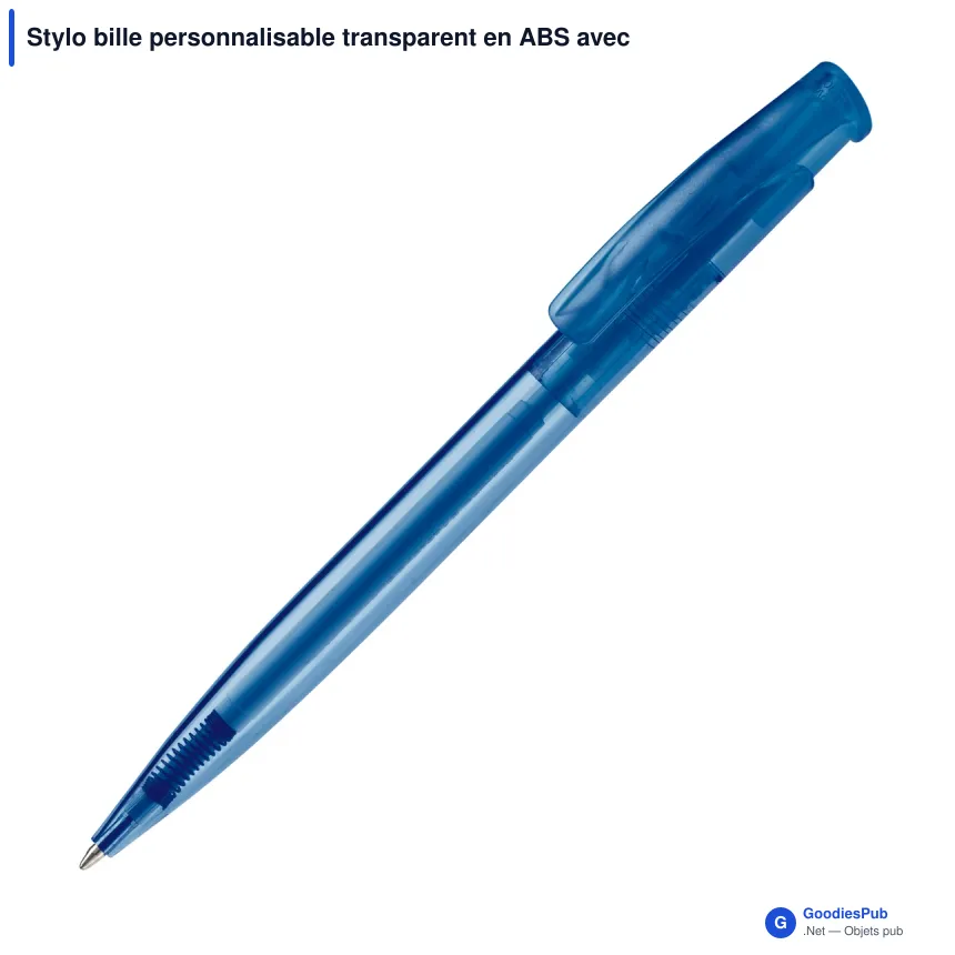 Stylo bille personnalisable transparent en ABS avec logo - Avalon Transparent - Image 9