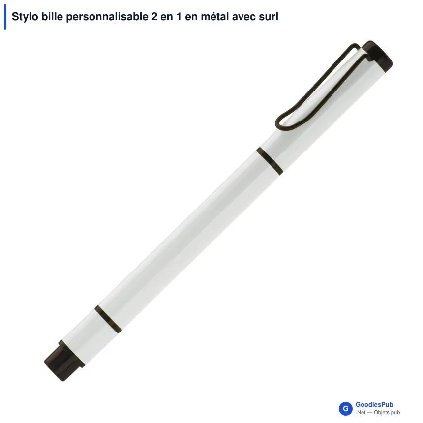 Stylo bille personnalisable 2 en 1 en métal avec surligneur et logo - Duo - Image 4