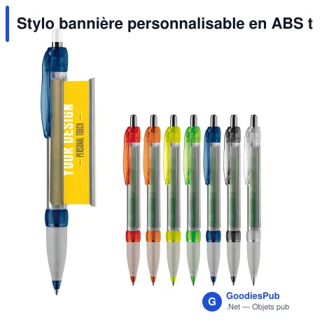 Stylo bannière personnalisable en ABS transparent avec logo