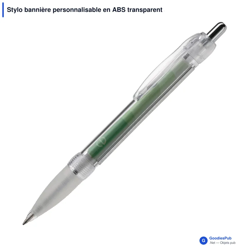 Stylo bannière personnalisable en ABS transparent avec logo - Image 2