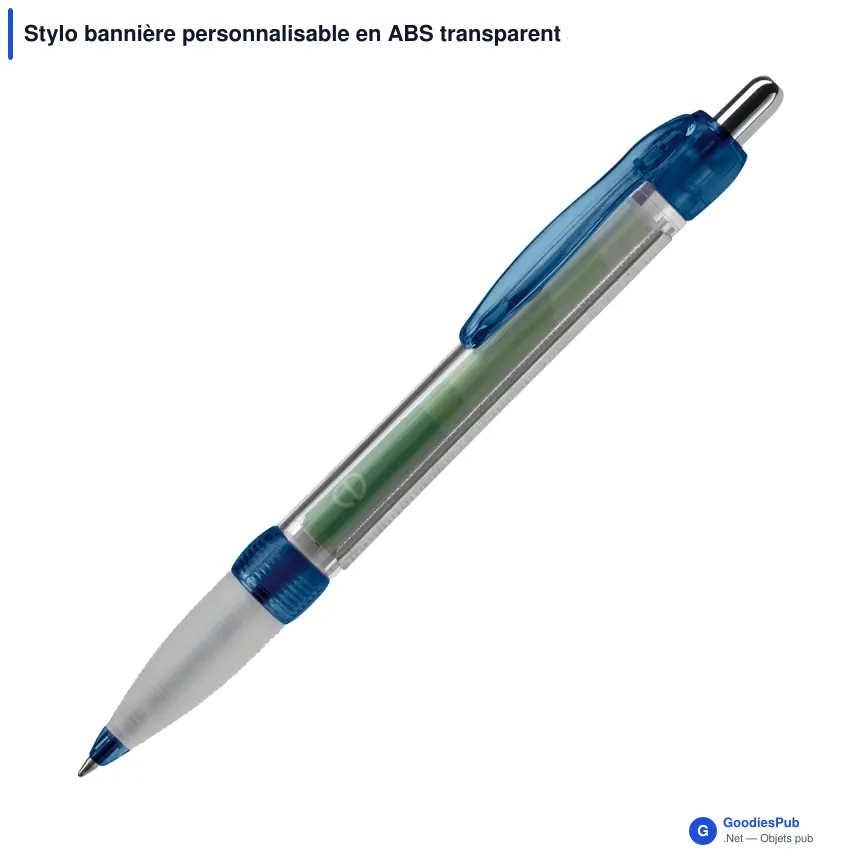 Stylo bannière personnalisable en ABS transparent avec logo - Image 3