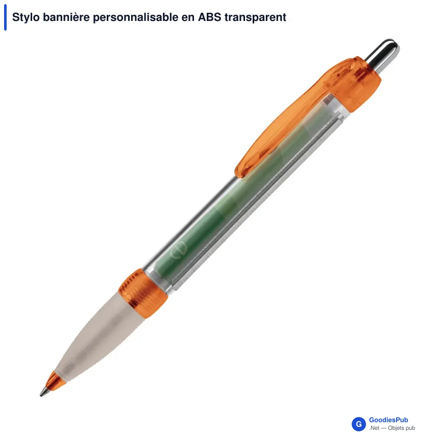 Stylo bannière personnalisable en ABS transparent avec logo - Image 4