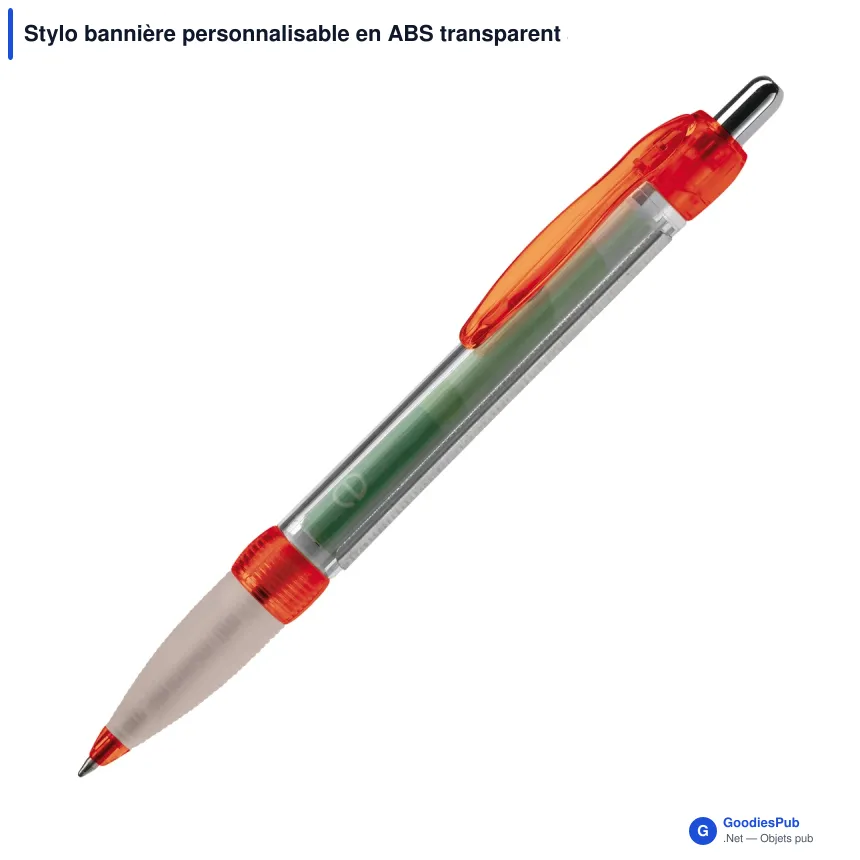 Stylo bannière personnalisable en ABS transparent avec logo - Image 7