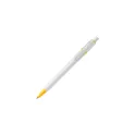 Variante Blanc / jaune - Stylo bille personnalisable Baron opaque en ABS avec logo - Stilolinea