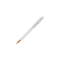 Variante Blanc / Orange - Stylo bille personnalisable Baron opaque en ABS avec logo - Stilolinea