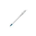 Variante Blanc / Bleu clair - Stylo bille personnalisable Baron opaque en ABS avec logo - Stilolinea