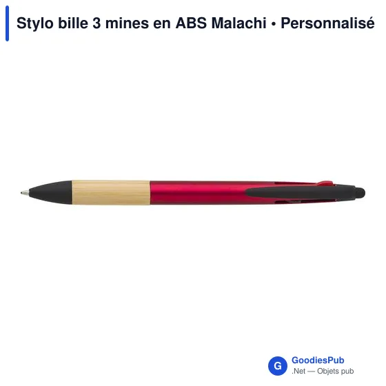 Stylo bille personnalisable 3 mines avec logo - Malachi - Image 3