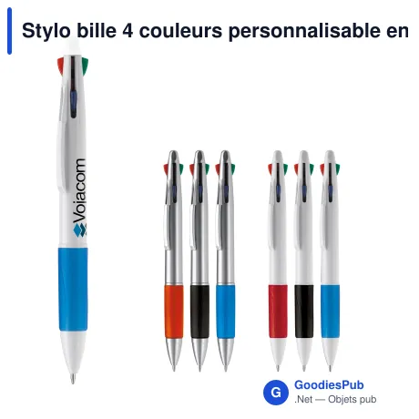 Stylo bille 4 couleurs personnalisable en ABS avec logo