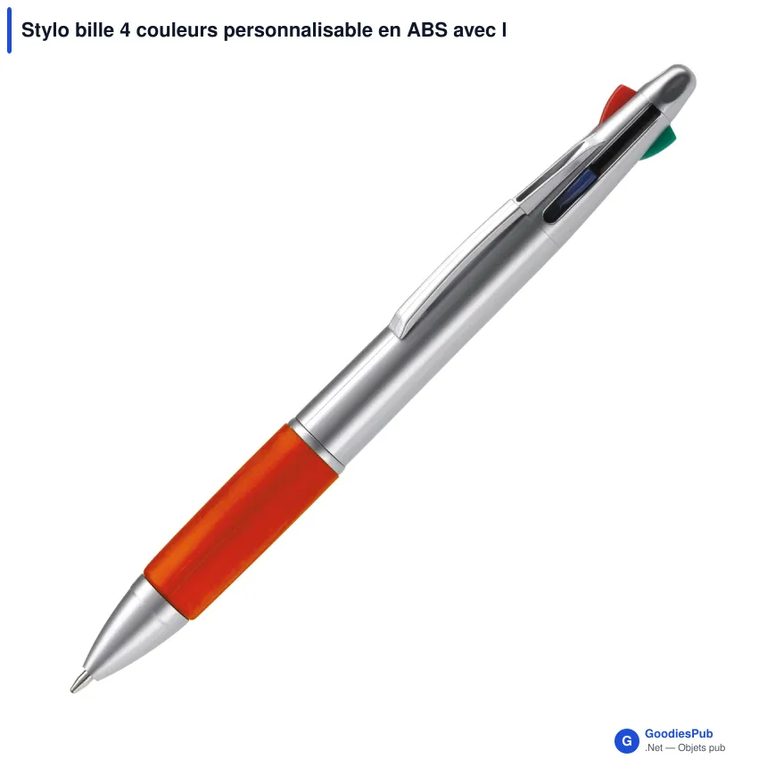 Stylo bille 4 couleurs personnalisable en ABS avec logo - Image 2