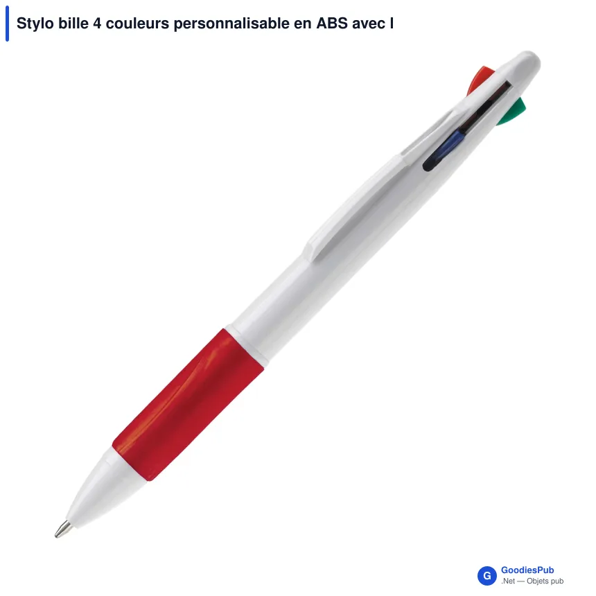 Stylo bille 4 couleurs personnalisable en ABS avec logo - Image 3