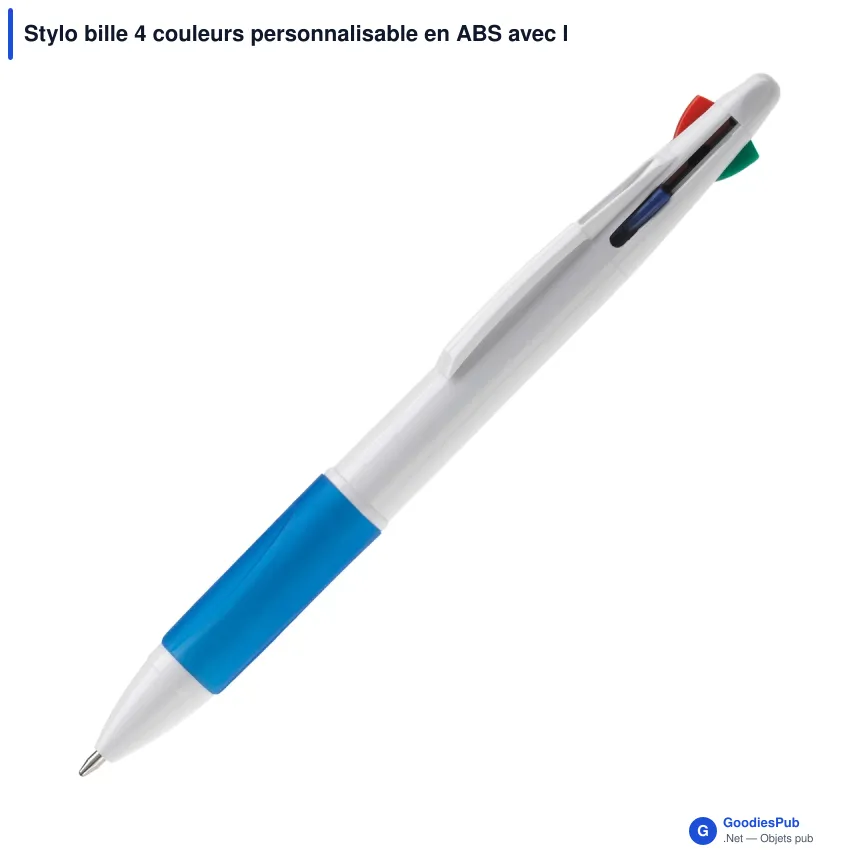 Stylo bille 4 couleurs personnalisable en ABS avec logo - Image 5