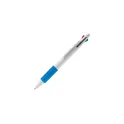 Variante Blanc / Bleu - Stylo bille 4 couleurs personnalisable en ABS avec logo