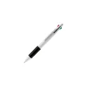 Variante Blanc / Noir - Stylo bille 4 couleurs personnalisable en ABS avec logo
