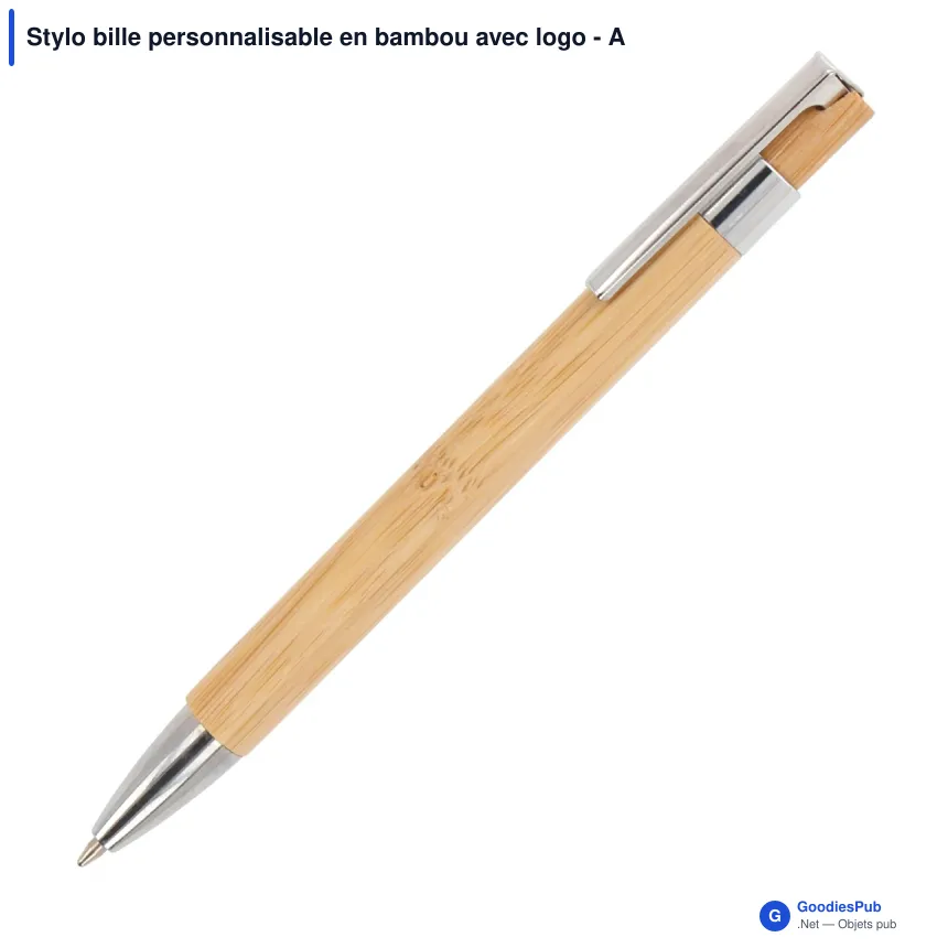 Stylo bille personnalisable en bambou avec logo - Alberto - Image 2